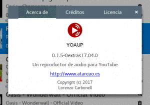 YouTube como reproductor de música con Yoaup para Linux. Acerca de.