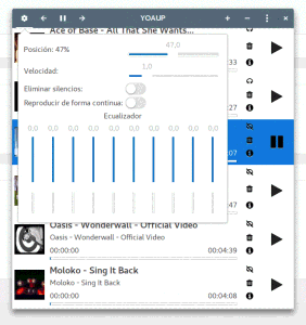YouTube como reproductor de música con Yoaup para Linux. Control.