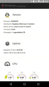 Monitorizar la Raspberry Pi con RPi Monitor. Móvil.