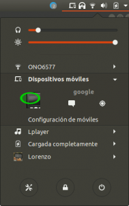 Conectar Android y GNOME. La solución definitiva. Menú en GNOME Shell.