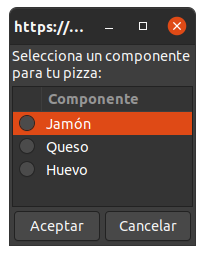 Un diálogo para elegir entre diferentes opciones